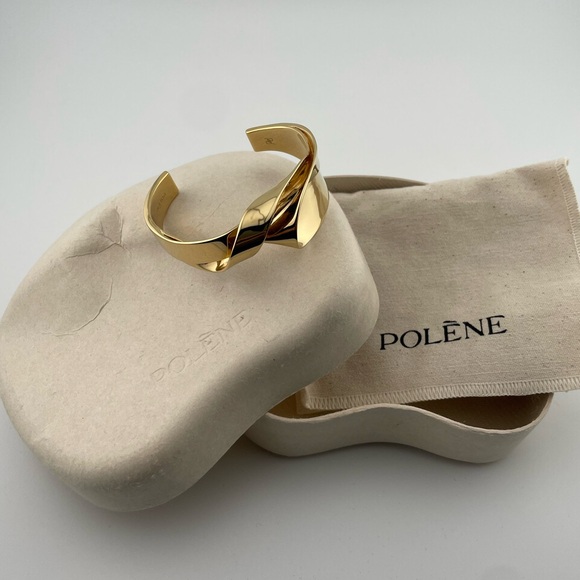 Polène 24K Gold Gilded Twist Cuff Bracelet Made in Italy Size S - Picture 7 of 7